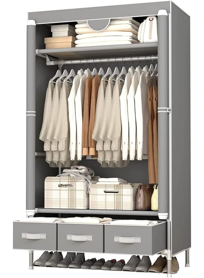 DUNISO Portable Wardrobe Closet Clothes Organizer,Large Capacity Non-Woven Wardrobe, Easy to Assemble,Durable and Sturdy, with Strong Load-Bearing Capacity,for Bags, Toys, Shoes, Living Room, Bedroom, Cloakroom,90*45*170CM - Image 2